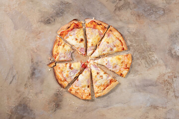 Sliced pizza on dark background - 757487062
