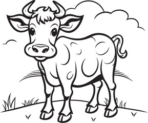Radiant Ranch Cartoon Cow Black Icon Emblem Coloring Capers Cartoon Cow Logo Design