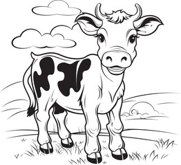 Moo tiful Moments Cartoon Cow Vector Emblem Whimsical Whinnies Cartoon Cow Black Page Logo