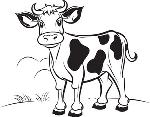 Cartoon Cow Creations Coloring Vector Logo Bovine Beauty Cartoon Cow Black Emblem Design