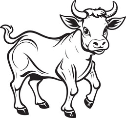 Cartoon Cow Capers Coloring Page Black Logo Coloring Carnival Cartoon Cow Vector Emblem