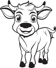 Coloring Carnival Cartoon Cow Vector Emblem Radiant Ranch Cartoon Cow Black Icon Emblem