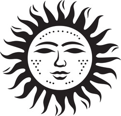 Sunny Splendor Hand Drawn Sun Black Emblem Design Beaming Bliss Cartoon Hand Drawn Icon