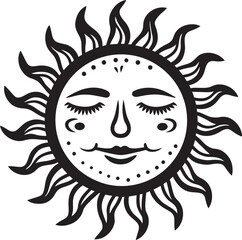 Joyous Glow Hand Drawn Sun Logo Design Sunny Splendor Cartoon Hand Drawn Vector Emblem