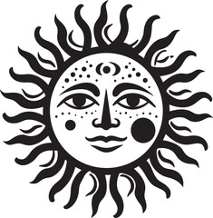Sunny Spark Hand Drawn Sun Black Emblem Beaming Brightness Cartoon Black Logo Icon