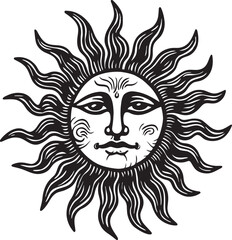 Sunburst Celebration Hand Drawn Sun Black Logo Icon Radiant Radiance Cartoon Black Logo Design