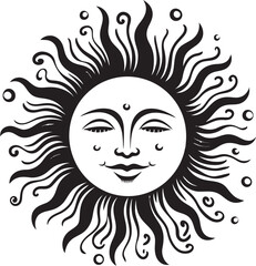Glowing Glow Hand Drawn Sun Logo Design Radiant Revelry Cartoon Black Icon Emblem