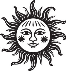 Joyous Glow Hand Drawn Sun Logo Design Sunny Splendor Cartoon Hand Drawn Vector Emblem