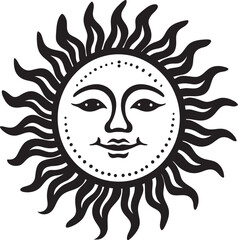 Joyous Glow Hand Drawn Sun Logo Design Sunny Splendor Cartoon Hand Drawn Vector Emblem