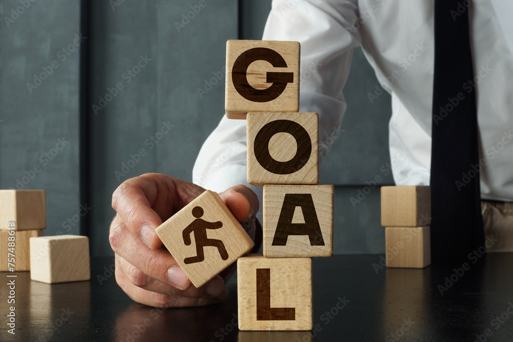 Poster achieve the goal. path to growth and success. career advancement. evaluation of options and means to