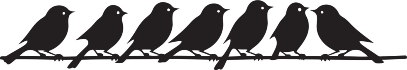 Chatter Charm Cute Birds on Wire Cartoon Emblem Design Sunny Serenade Black Logo with Cartoon Birds on Wire
