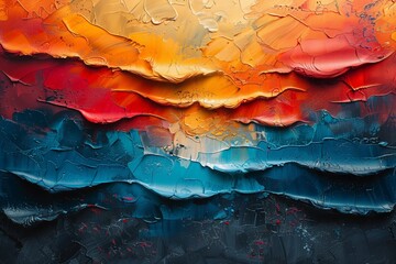 Abstract Oil Paint Layers Creating a Textured Landscape - obrazy, fototapety, plakaty
