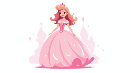 Cute fairy-tale Princess on a white background flat