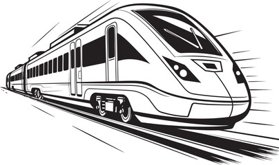 Rapid Rail Emblematic Black Logo of High Speed Train Express Zoom Sleek Icon Design of Bullet Train