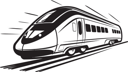 Velocity Vanguard Emblem of High Speed Bullet Train Sonic Soar Black Logo Design with Bullet Train