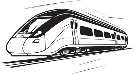 Velocity Vista Black Logo Design with Bullet Train Turbo Track Vector Icon of High Speed Train