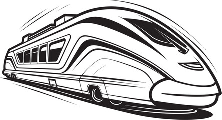 Turbo Track Vector Icon of High Speed Train Express Elevate Emblem Design of Bullet Train