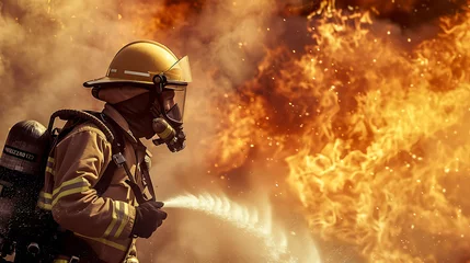 Foto op Aluminium A Firefighter Participating in ongoing training exercises to maintain firefighting skills and knowledge © inaamart