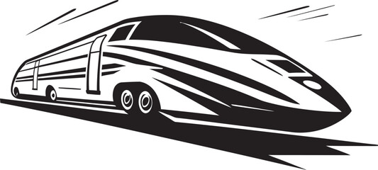 Turbo Transit Iconic Emblem Design for High Speed Train Rapid Rail Sleek Black Logo with Bullet Train