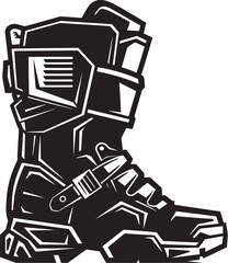 CyberSoles Vector Black Logo Icon of Hi Tech Boots SpaceSprint Futuristic Boots Emblem Design