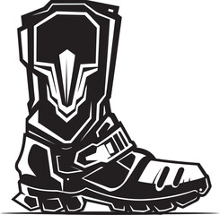 SpaceSprint Sleek Logo Design of Futuristic Boots QuantumQuip Iconic Black Logo of Hi Tech Sci Fi Boots