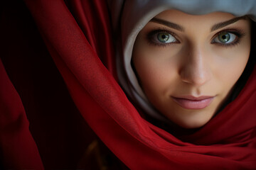 Fototapeta premium Digital generative ai portrait of beautiful islamic woman wearing hijab