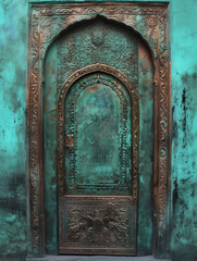 old door with background - patina copper - generative ai