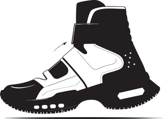 CyberChic Futuristic Hi Tech Boots Black Logo Icon in Vector TechnoTrek Sleek Design of Hi Tech Boots