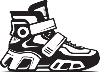 SpaceSprint Futuristic Hi Tech Boots Black Vector Logo Icon QuantumQuip Sleek Design of Hi Tech Boots