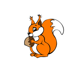 Vector illustration of a cartoon squirrel with a nut in its paws