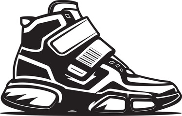 SpaceSprint Futuristic Boots Black Logo Icon in Vector QuantumQuip Sleek Design of Futuristic Hi Tech Boots