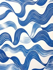 Fototapeta premium Wallpaper featuring blue and white wavy lines creating a dynamic and modern pattern.