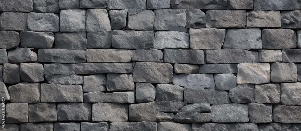 Poster a detailed closeup of a gray brick wall showcasing the intricate patterns and textures of the rectan