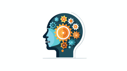 Flat icon A brain with a gear representing mental f
