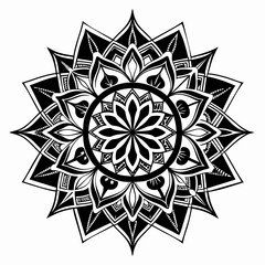 Black and white simple line-art mandala design