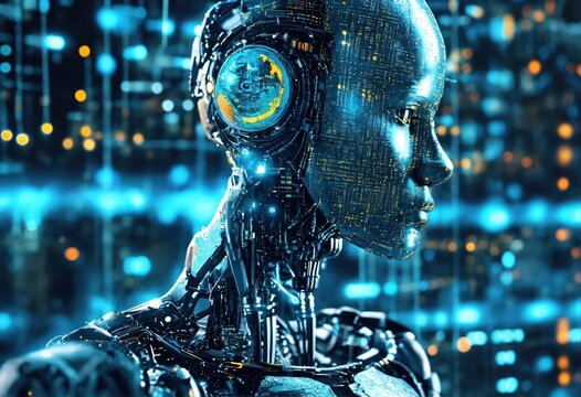 The future of artificial intelligence: robot and neural networks in action" - keywords: artificial intelligence, AI, robot, neural networks, machine learning, technology, automation, big data, digital - Powered by Adobe