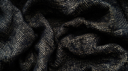 Obraz premium The image shows the complex weave and texture of black textured fabric with attention to detail