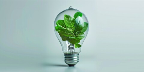 Light Bulb with Green Leaves