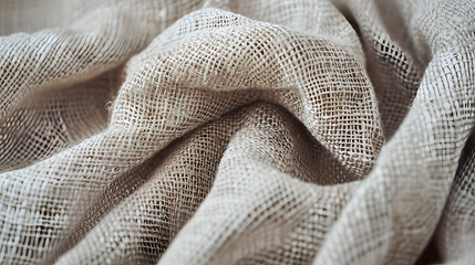 Close-up image of cream colored woven fabric highlighting the detailed texture and pattern