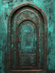 old blue door - patina - generative ai
