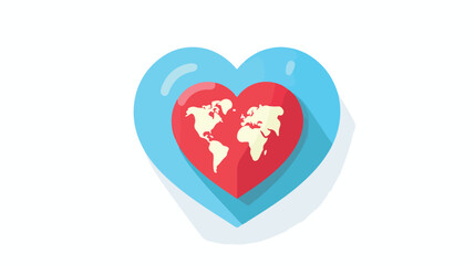 Flat icon A globe with a heart symbol on it symboli