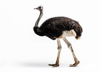 Ostrich side view isolated on white background. Generative AI