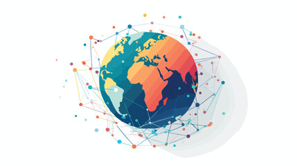 Flat icon A globe with a network of lines connectin