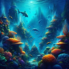 Fototapeta na wymiar Azure Dreamscapes: Underwater Majesty Revealed