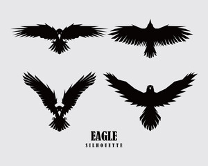 Eagle silhouette logo vector clip art collection t shirt ink design tattoo, sticker, poster element editable