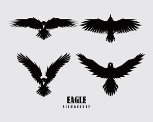 Eagle silhouette logo vector clip art collection t shirt ink design tattoo, sticker, poster element editable
