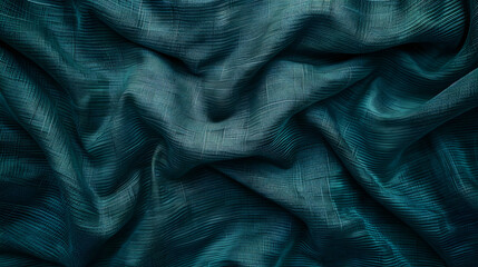 A rich teal silk fabric with a sophisticated woven texture, evoking tranquility and luxury, great for interior design