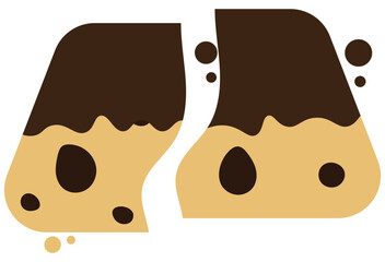 Cracked chocolate chip cookies coated with chocolate. Vector illustration.	