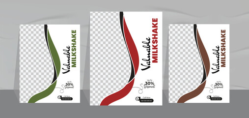 Chocolate milkshake flyer design template and fast food restaurant menu