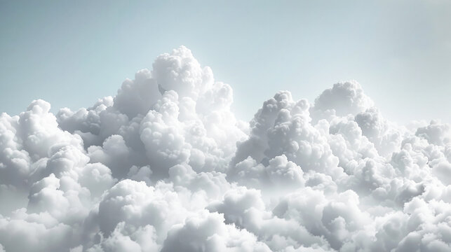 Realistic white soft clouds panorama. Copy space.
